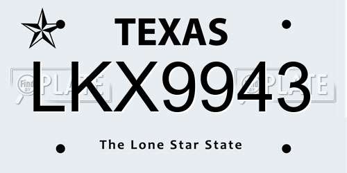 LKX9943 Texas License Plate