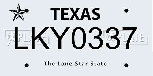 LKY0337 Texas License Plate