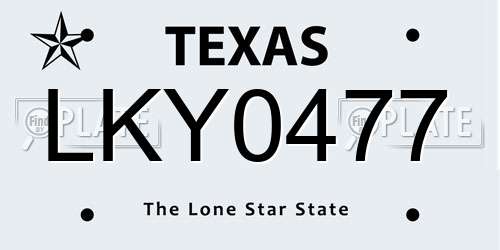 LKY0477 Texas License Plate