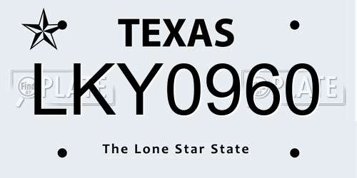 LKY0960 Texas License Plate