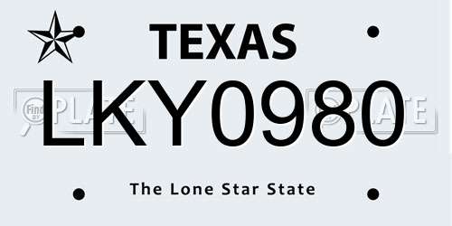 LKY0980 Texas License Plate