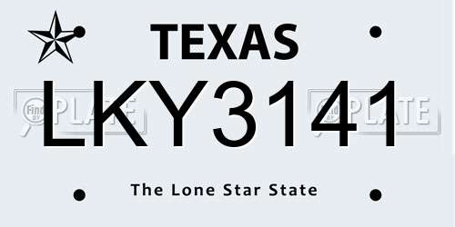 LKY3141 Texas License Plate