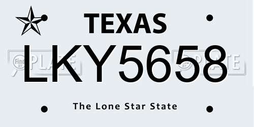 LKY5658 Texas License Plate