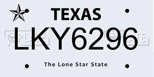LKY6296 Texas License Plate