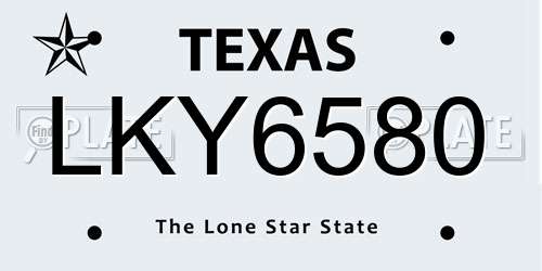 LKY6580 Texas License Plate