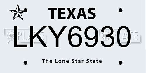 LKY6930 Texas License Plate