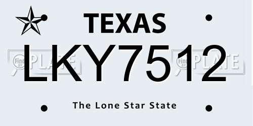 LKY7512 Texas License Plate