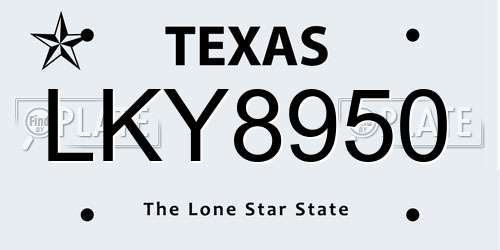 LKY8950 Texas License Plate