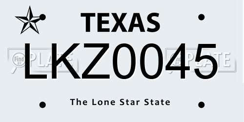 LKZ0045 Texas License Plate