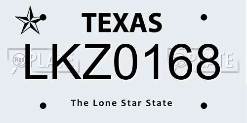LKZ0168 Texas License Plate