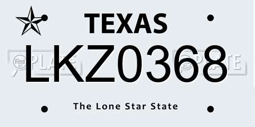 LKZ0368 Texas License Plate