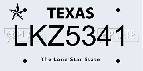 LKZ5341 Texas License Plate