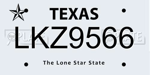 LKZ9566 Texas License Plate