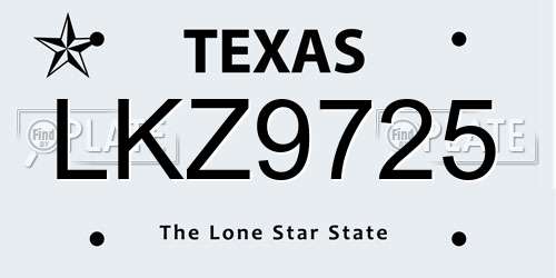 LKZ9725 Texas License Plate