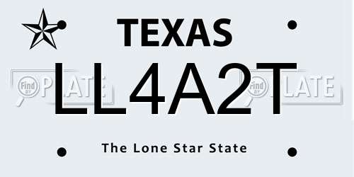LL4A2T Texas License Plate