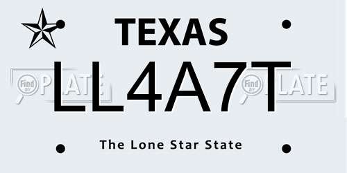 LL4A7T Texas License Plate