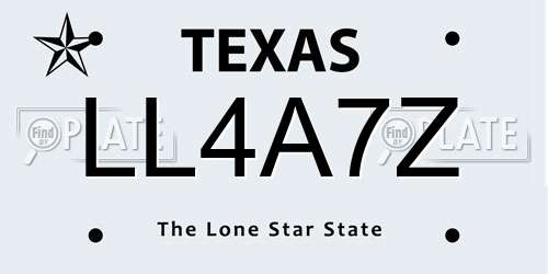 LL4A7Z Texas License Plate