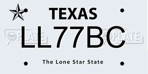 LL77BC Texas License Plate