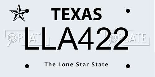LLA422 Texas License Plate