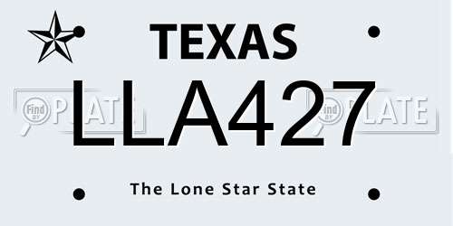 LLA427 Texas License Plate