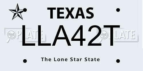 LLA42T Texas License Plate