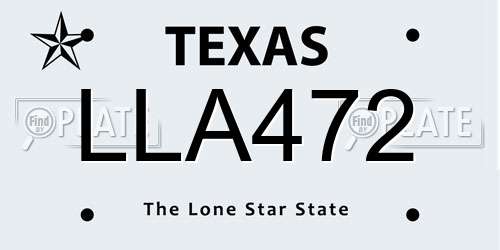 LLA472 Texas License Plate
