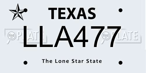 LLA477 Texas License Plate