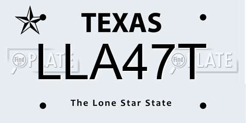 LLA47T Texas License Plate