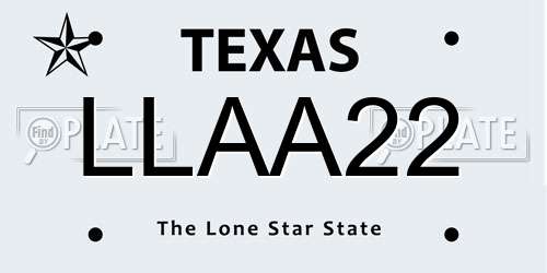 LLAA22 Texas License Plate