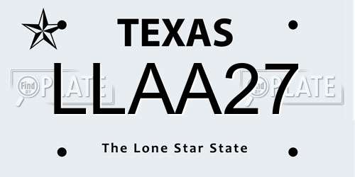 LLAA27 Texas License Plate