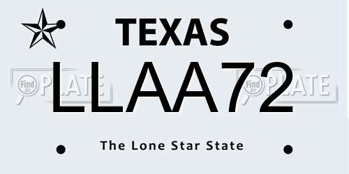 LLAA72 Texas License Plate