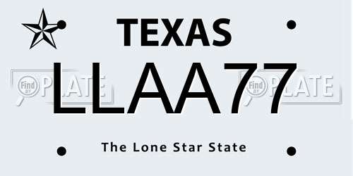 LLAA77 Texas License Plate