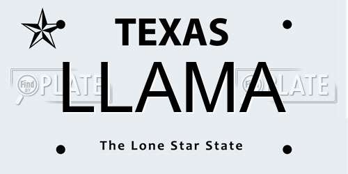 LLAMA Texas License Plate