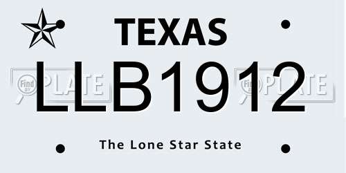 LLB1912 Texas License Plate