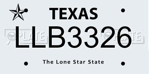 LLB3326 Texas License Plate