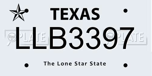 LLB3397 Texas License Plate
