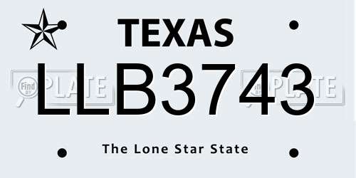LLB3743 Texas License Plate