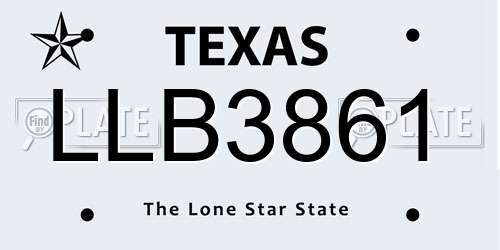 LLB3861 Texas License Plate