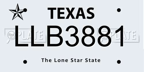 LLB3881 Texas License Plate