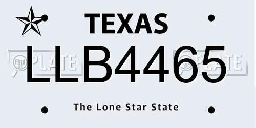 LLB4465 Texas License Plate