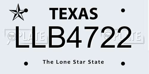LLB4722 Texas License Plate