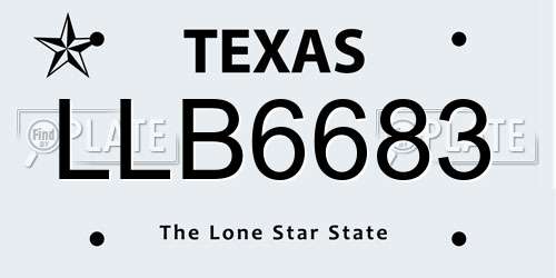LLB6683 Texas License Plate