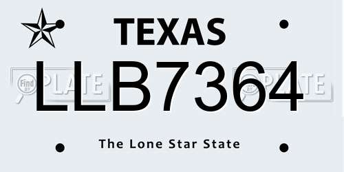 LLB7364 Texas License Plate