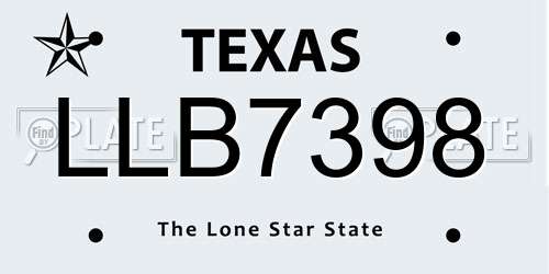 LLB7398 Texas License Plate