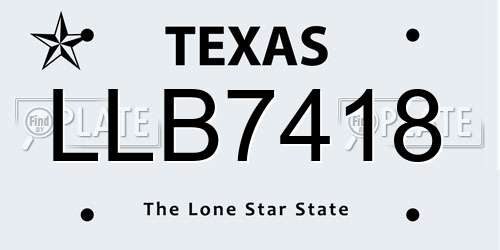 LLB7418 Texas License Plate