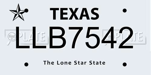 LLB7542 Texas License Plate