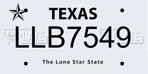 LLB7549 Texas License Plate