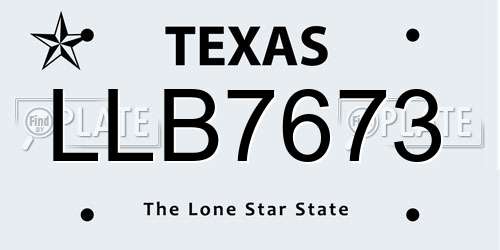 LLB7673 Texas License Plate