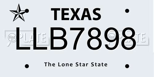 LLB7898 Texas License Plate
