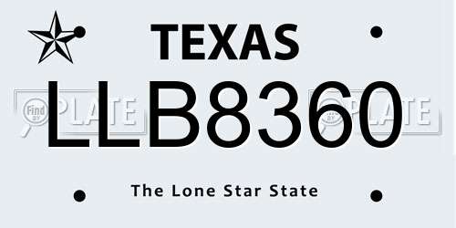 LLB8360 Texas License Plate